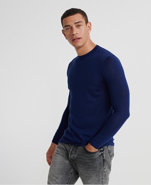 Superdry Edit Merino Crew Neck Férfi Ugró Kék | ICHOK3205